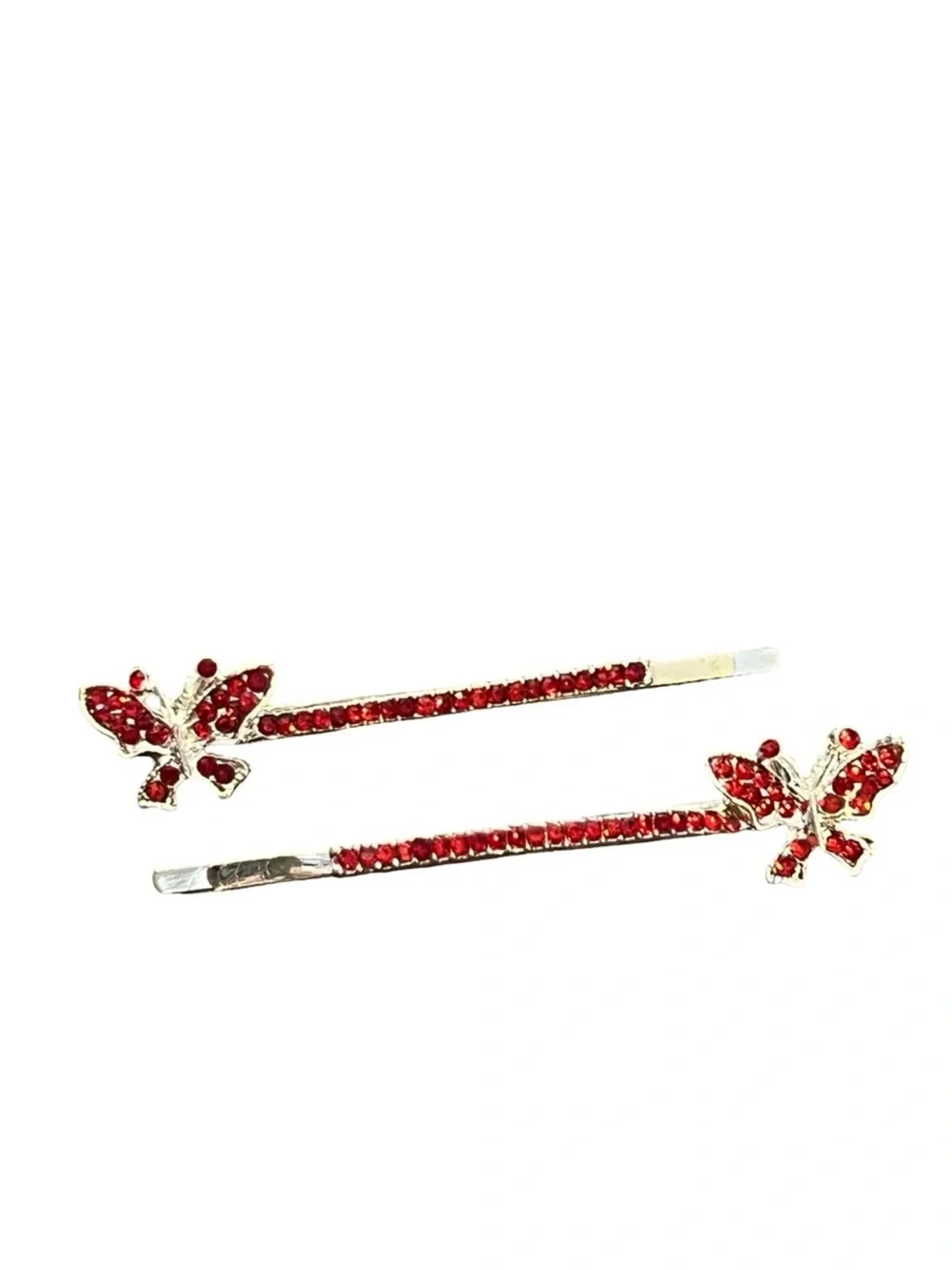 Red Butterfly Crystal Bobby Pins - Women's Hair Accessories FINAL PRICE DROP